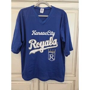 Vtg Logo 7 Kc Royals Mesh Shirt Crown Jersey‎ Sz Xl Adult Made In Usa Baseball